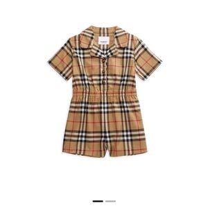 Burberry Kids Beige Check Romper